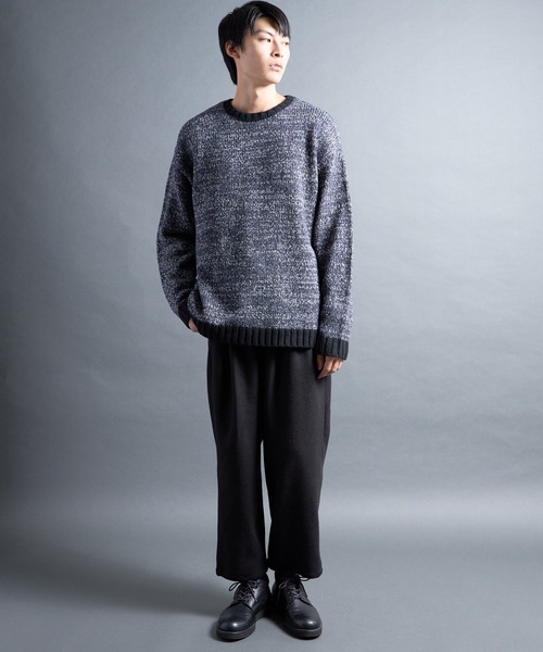 COMMON WARE（コモンウェアー）の「PF:AC MIX COLOR CREW NECK KNIT/ミックカラー クルーネックニット（ニット/セーター・メンズ・ネイビー/オレンジ/マスタード・1/2）」の6枚目の写真