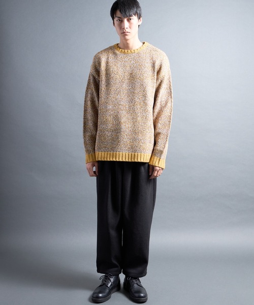 COMMON WARE（コモンウェアー）の「PF:AC MIX COLOR CREW NECK KNIT/ミックカラー クルーネックニット（ニット/セーター・メンズ・ネイビー/オレンジ/マスタード・1/2）」の8枚目の写真