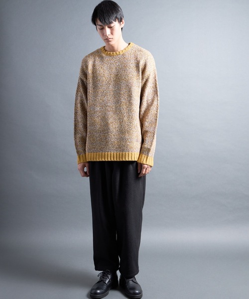 COMMON WARE（コモンウェアー）の「PF:AC MIX COLOR CREW NECK KNIT/ミックカラー クルーネックニット（ニット/セーター・メンズ・ネイビー/オレンジ/マスタード・1/2）」の9枚目の写真