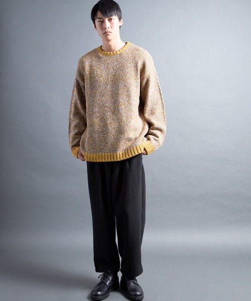 COMMON WARE（コモンウェアー）の「PF:AC MIX COLOR CREW NECK KNIT/ミックカラー クルーネックニット（ニット/セーター・メンズ・ネイビー/オレンジ/マスタード・1/2）」の10枚目の写真