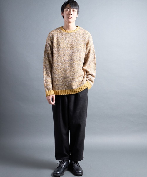 COMMON WARE（コモンウェアー）の「PF:AC MIX COLOR CREW NECK KNIT/ミックカラー クルーネックニット（ニット/セーター・メンズ・ネイビー/オレンジ/マスタード・1/2）」の11枚目の写真