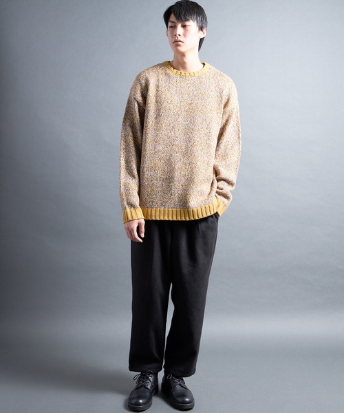 COMMON WARE（コモンウェアー）の「PF:AC MIX COLOR CREW NECK KNIT/ミックカラー クルーネックニット（ニット/セーター・メンズ・ネイビー/オレンジ/マスタード・1/2）」の12枚目の写真
