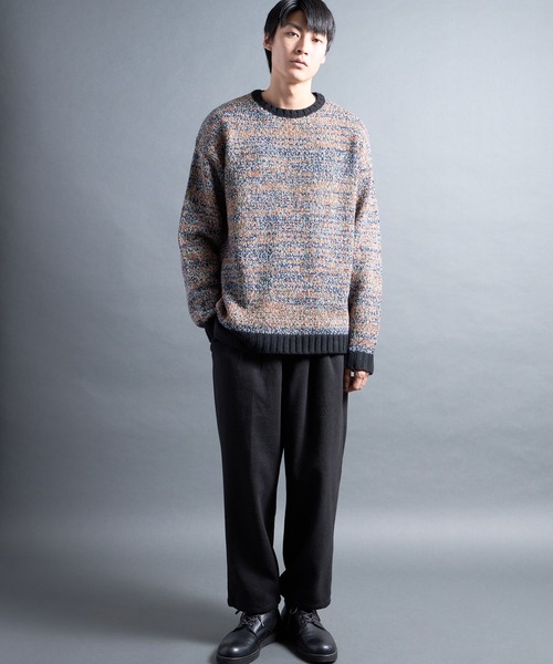 COMMON WARE（コモンウェアー）の「PF:AC MIX COLOR CREW NECK KNIT/ミックカラー クルーネックニット（ニット/セーター・メンズ・ネイビー/オレンジ/マスタード・1/2）」の15枚目の写真