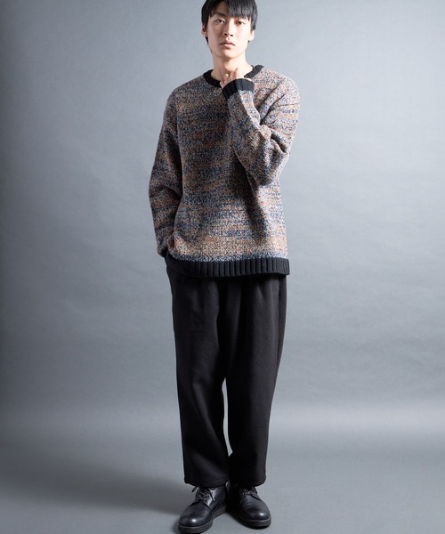 COMMON WARE（コモンウェアー）の「PF:AC MIX COLOR CREW NECK KNIT/ミックカラー クルーネックニット（ニット/セーター・メンズ・ネイビー/オレンジ/マスタード・1/2）」の17枚目の写真