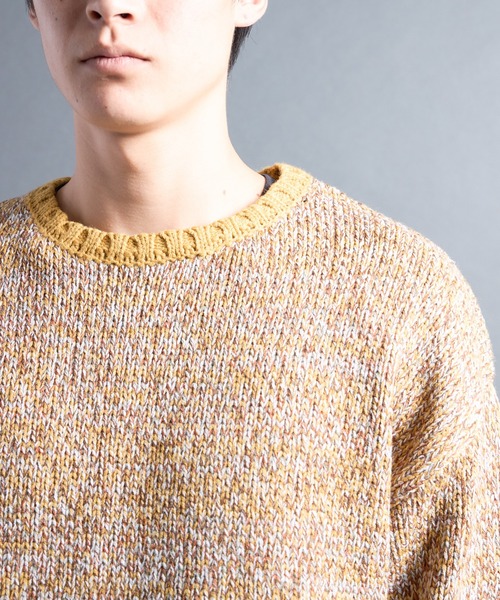 COMMON WARE（コモンウェアー）の「PF:AC MIX COLOR CREW NECK KNIT/ミックカラー クルーネックニット（ニット/セーター・メンズ・ネイビー/オレンジ/マスタード・1/2）」の18枚目の写真