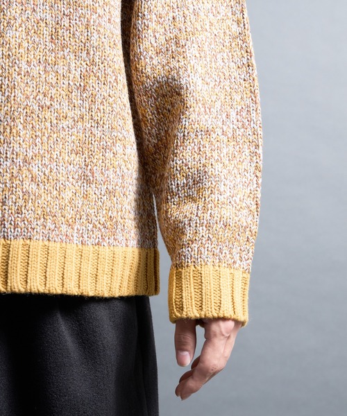 COMMON WARE（コモンウェアー）の「PF:AC MIX COLOR CREW NECK KNIT/ミックカラー クルーネックニット（ニット/セーター・メンズ・ネイビー/オレンジ/マスタード・1/2）」の20枚目の写真