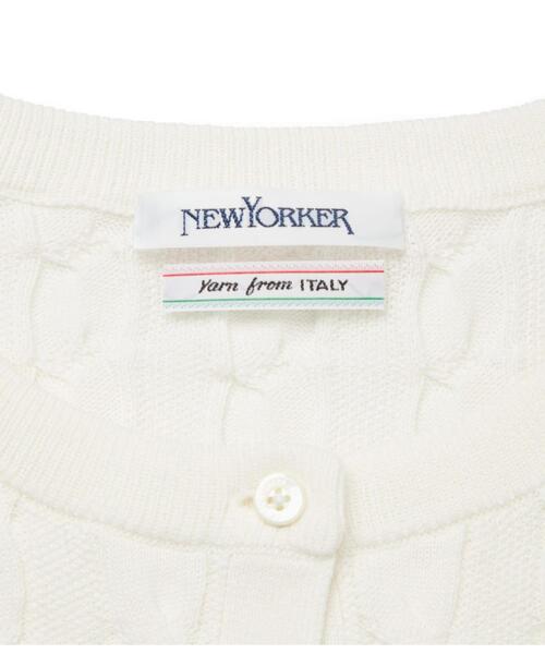 NEWYORKER(ニューヨーカー)の「コンパクトギザコットン ケーブルクルーネックボーダーカーディガン(カーディガン/ボレロ・レディース・ホワイト・L/M)」の17枚目の写真
