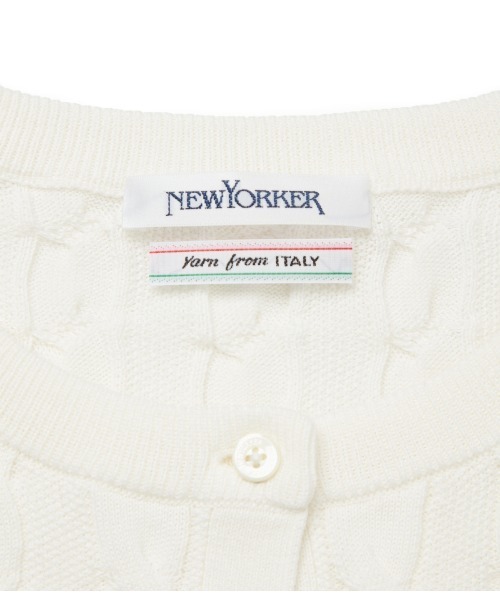 NEWYORKER(ニューヨーカー)の「コンパクトギザコットン ケーブルクルーネックボーダーカーディガン(カーディガン/ボレロ・レディース・ホワイト・L/M)」の6枚目の写真