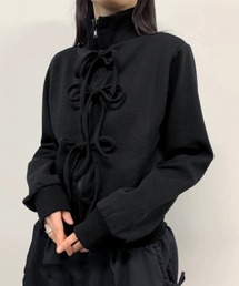 ドロスト付きハイネックスエットトップス