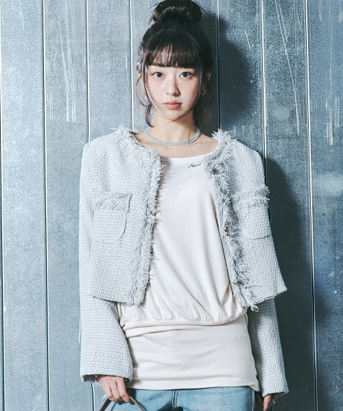 NICK&NICOLE(ニックアンドニコール)の「CHARLOTTE CROP TWEED JACKET_SKY BLUE(テーラードジャケット・レディース・その他・MEDIUM/LARGE)」の1枚目の写真