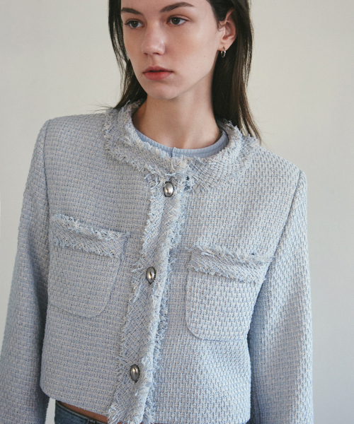 NICK&NICOLE(ニックアンドニコール)の「CHARLOTTE CROP TWEED JACKET_SKY BLUE(テーラードジャケット・レディース・その他・MEDIUM/LARGE)」の5枚目の写真