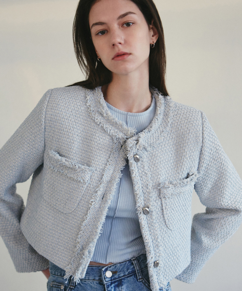 NICK&NICOLE(ニックアンドニコール)の「CHARLOTTE CROP TWEED JACKET_SKY BLUE(テーラードジャケット・レディース・その他・MEDIUM/LARGE)」の6枚目の写真