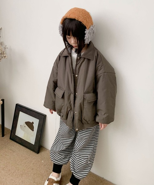 aimoha（アイモハ）の「【aimoha-KIDS-】ユーティリティ中綿ジャケット (AW)（ブルゾン・キッズ・チョコ/ライトグリーン・90㎝/100cm/110cm/120cm/130cm/140cm）」の2枚目の写真