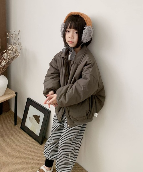 aimoha（アイモハ）の「【aimoha-KIDS-】ユーティリティ中綿ジャケット (AW)（ブルゾン・キッズ・チョコ/ライトグリーン・90㎝/100cm/110cm/120cm/130cm/140cm）」の3枚目の写真