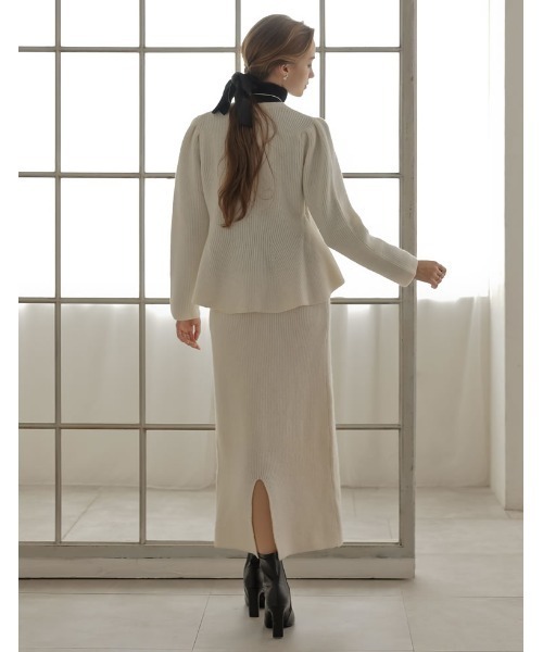 MEISM（ミズム）の「[MEISM by Re:EDIT][2025AW COLLECTION]畦編みペプラムラメニットカーディガン（カーディガン/ボレロ・レディース・ホワイト/ブラック/グレー・MEDIUM/LARGE）」の11枚目の写真