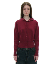 PARTIMENTO WOMEN（パルティメントウィメン）の「PWC フードパーカー ボタンアップカーディガン_プラム（カーディガン/ボレロ）」