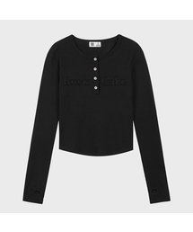 Applique Logo Button Top - Black