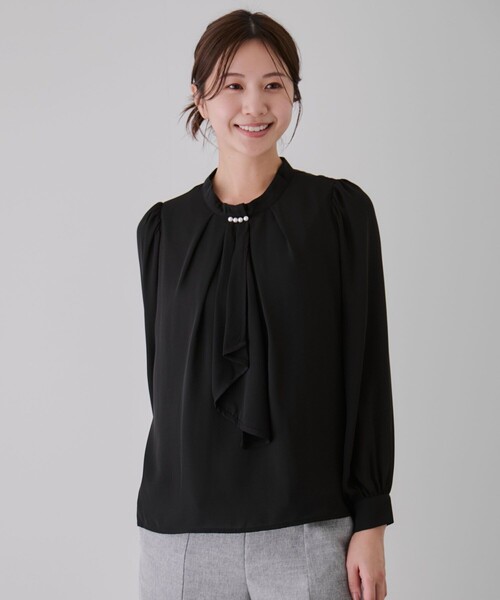 Jayro（ジャイロ）の「パール付ボウタイブラウス（シャツ/ブラウス・レディース・ブルー系その他4/ブラック/ライトグレー/レッド/ホワイト系その他・M）」の6枚目の写真