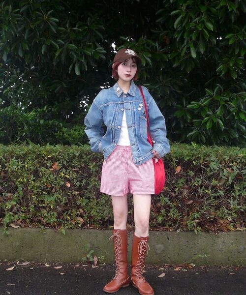 SINOON（シヌーン）の「Basic Point Label Shorts (Red)（その他パンツ・レディース・レッド・FREE）」の5枚目の写真