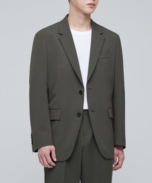 軽量リラックスベーシックブレザー[ダスティカーキ]