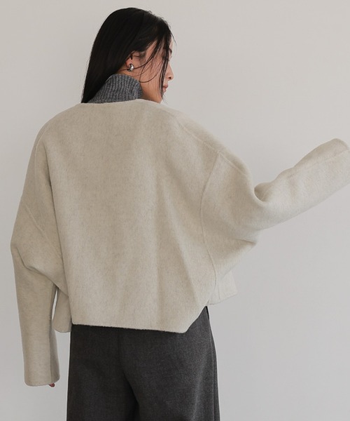 TENTO（テント）の「マフラー付きショートコート（ノーカラーコート