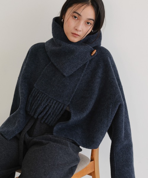 ★新品★Semicouture 01 　モヘヤ　ショートコート　黒　イタリア製 サキシマ トーキョー sakishima tokyo ノーカラーショートコート