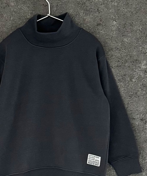 BRIEFING 裏起毛ブラック タートルネックトレーナー セール】綿タッチ 裏起毛 オーバーサイズ タートルネック トレーナー