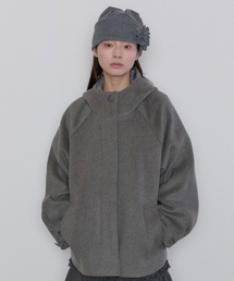 Hooded Half Coat [Gray]