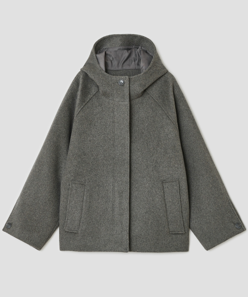 TYPESERVICE（タイプサービス）の「Hooded Half Coat [Gray]（チェスターコート・レディース・その他・FREE）」の2枚目の写真