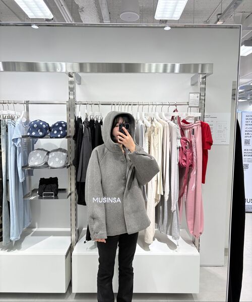 TYPESERVICE（タイプサービス）の「Hooded Half Coat [Gray]（チェスターコート・レディース・その他・FREE）」の6枚目の写真