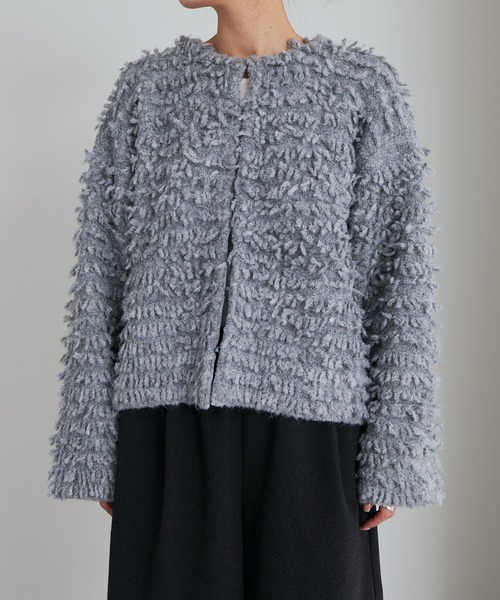 PUAL CE CIN（ピュアルセシン）の「ループフリンジニットカーディガン（カーディガン/ボレロ・レディース・ダークブラウン/グレー・FREE）」の16枚目の写真