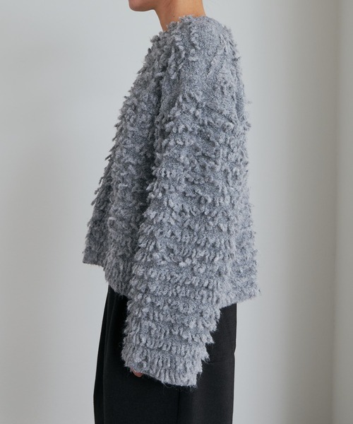 PUAL CE CIN（ピュアルセシン）の「ループフリンジニットカーディガン（カーディガン/ボレロ・レディース・ダークブラウン/グレー・FREE）」の17枚目の写真