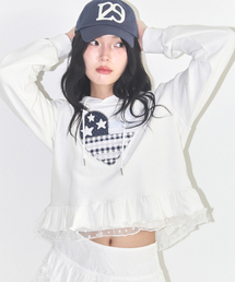 ILLIGO（イリゴ）の「Tiny Lace Hoodie White（パーカー）」