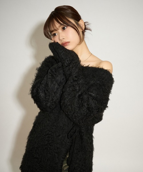 apres jour mignon（アプレジュールミニョン）の「マシュマロスリット入りニット（ニット/セーター・レディース・ボルドー/チャコールグレー/オフホワイト/ブラック・フリー/LARGE）」の3枚目の写真