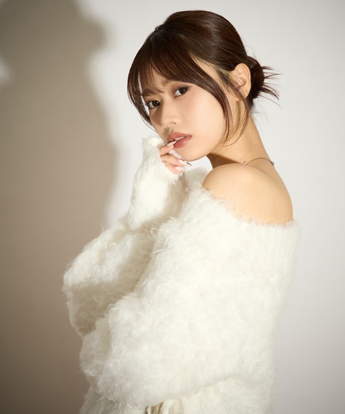 apres jour mignon（アプレジュールミニョン）の「マシュマロスリット入りニット（ニット/セーター・レディース・ボルドー/チャコールグレー/オフホワイト/ブラック・フリー/LARGE）」の7枚目の写真