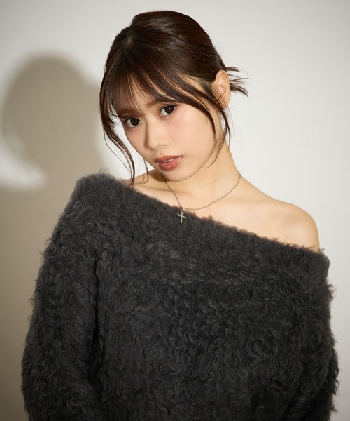 apres jour mignon（アプレジュールミニョン）の「マシュマロスリット入りニット（ニット/セーター・レディース・ボルドー/チャコールグレー/オフホワイト/ブラック・フリー/LARGE）」の15枚目の写真