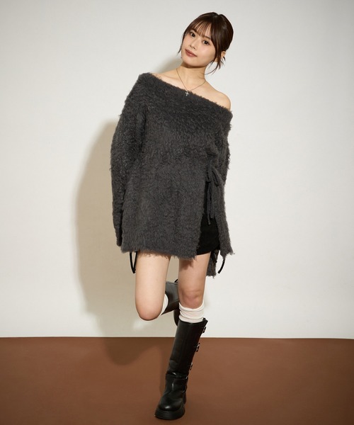 apres jour mignon（アプレジュールミニョン）の「マシュマロスリット入りニット（ニット/セーター・レディース・ボルドー/チャコールグレー/オフホワイト/ブラック・フリー/LARGE）」の17枚目の写真