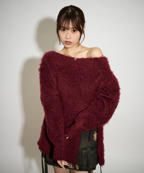 apres jour mignon（アプレジュールミニョン）の「マシュマロスリット入りニット（ニット/セーター・レディース・ボルドー/チャコールグレー/オフホワイト/ブラック・フリー/LARGE）」の18枚目の写真