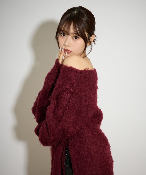 apres jour mignon（アプレジュールミニョン）の「マシュマロスリット入りニット（ニット/セーター・レディース・ボルドー/チャコールグレー/オフホワイト/ブラック・フリー/LARGE）」の19枚目の写真