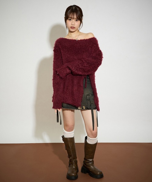 apres jour mignon（アプレジュールミニョン）の「マシュマロスリット入りニット（ニット/セーター・レディース・ボルドー/チャコールグレー/オフホワイト/ブラック・フリー/LARGE）」の20枚目の写真