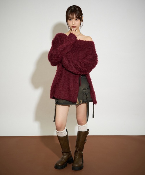 apres jour mignon（アプレジュールミニョン）の「マシュマロスリット入りニット（ニット/セーター・レディース・ボルドー/チャコールグレー/オフホワイト/ブラック・フリー/LARGE）」の21枚目の写真