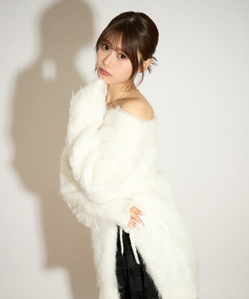 apres jour mignon（アプレジュールミニョン）の「マシュマロスリット入りニット（ニット/セーター・レディース・ボルドー/チャコールグレー/オフホワイト/ブラック・フリー/LARGE）」の22枚目の写真