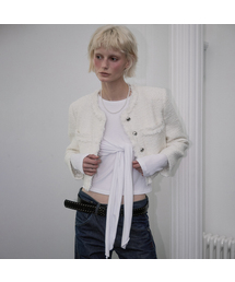 ROSEFRANTZ（ロゼフランツ）の「Fringe Crop Tweed Jacket [Ivory]（その他アウター）」