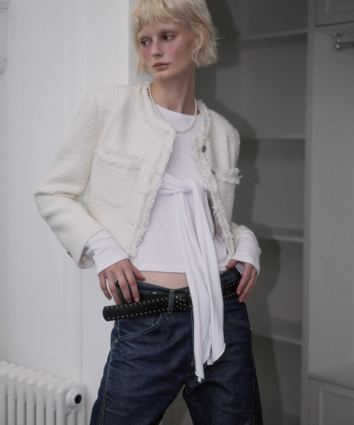 ROSEFRANTZ（ロゼフランツ）の「Fringe Crop Tweed Jacket [Ivory]（その他アウター・レディース・アイボリー・OS）」の6枚目の写真