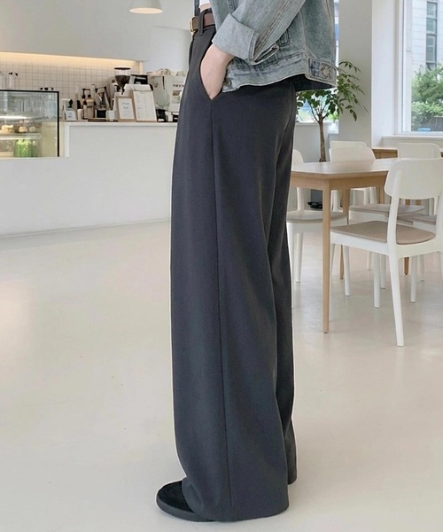 cammie（キャミー）の「タック入りワイドスラックス（スラックス・レディース・グレー/ブラック/ブラウン・F）」の6枚目の写真