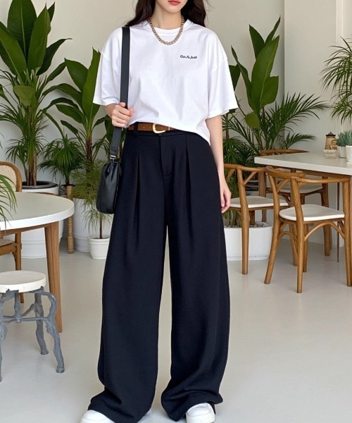 cammie（キャミー）の「タック入りワイドスラックス（スラックス・レディース・グレー/ブラック/ブラウン・F）」の15枚目の写真
