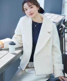 couture brooch（クチュールブローチ）の「【S-LL/無地・チェック柄】プードルボア ショートコート（ピーコート）」