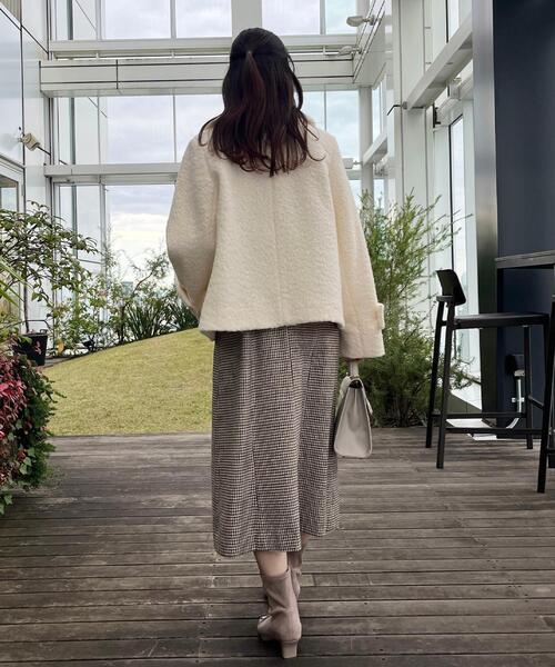 couture brooch（クチュールブローチ）の「【S-LL/無地・チェック柄】プードルボア ショートコート（ピーコート・レディース・グレー/アイボリー/ブルー系6・36/38/40/42）」の22枚目の写真