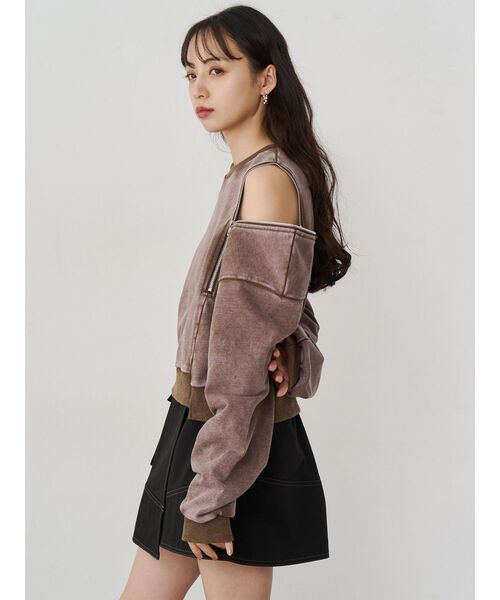 MURUA(ムルーア)の「2WAYジップスウェット(スウェット・レディース・ブラウン/ホワイト/ブラック・FREE)」の4枚目の写真