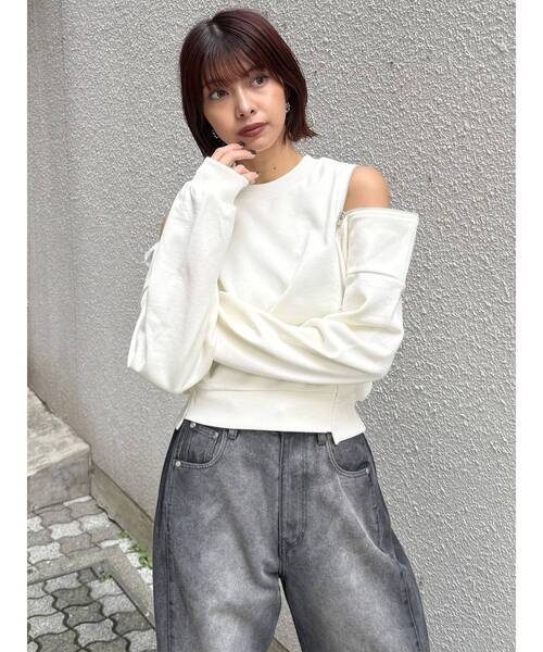 MURUA(ムルーア)の「2WAYジップスウェット(スウェット・レディース・ブラウン/ホワイト/ブラック・FREE)」の19枚目の写真